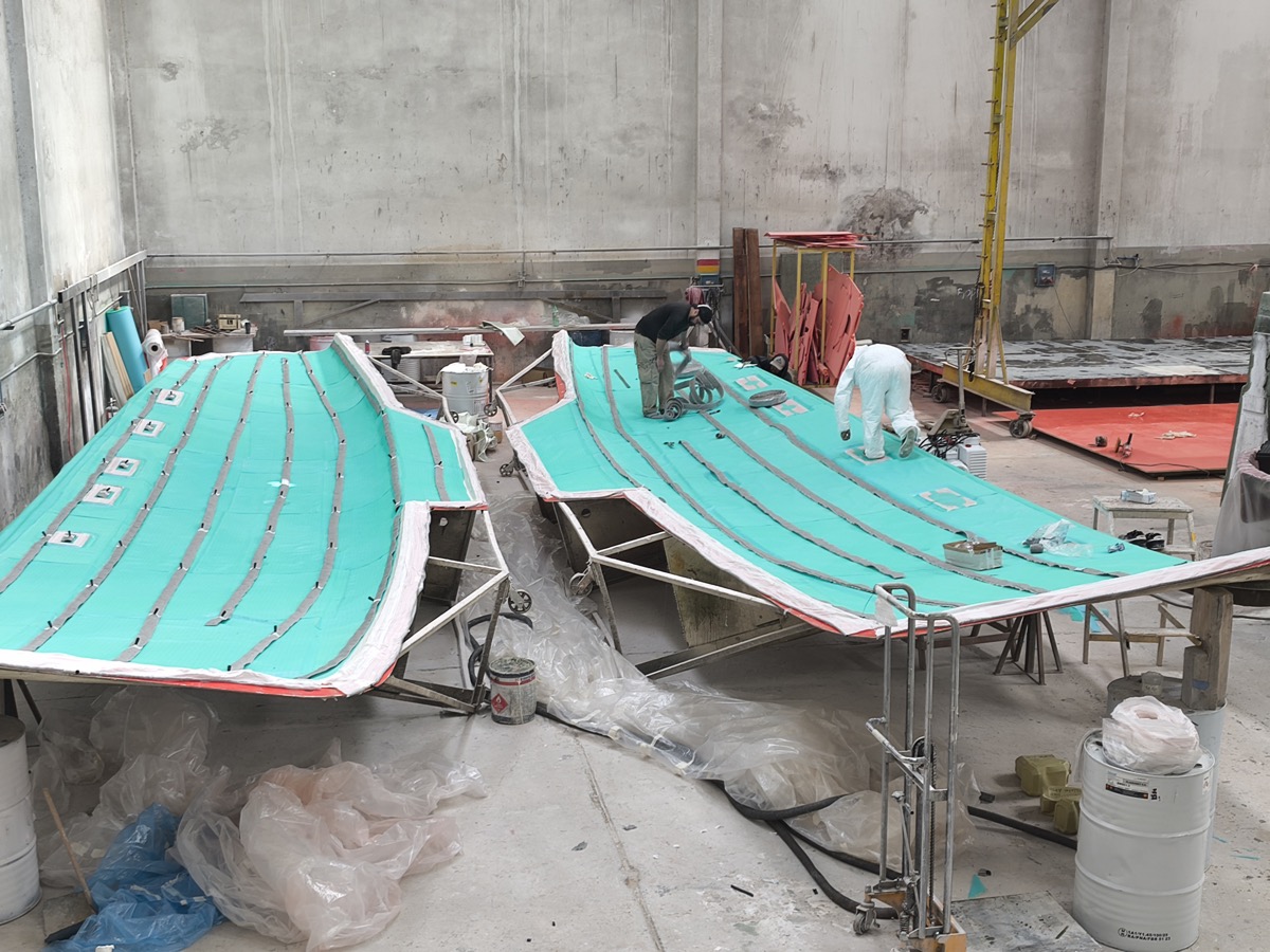 Large deck panels under vacuum bag preparation